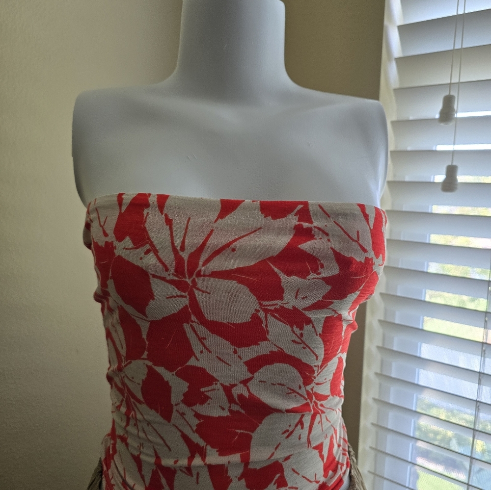 Chico’s Red & White Floral Tube Top